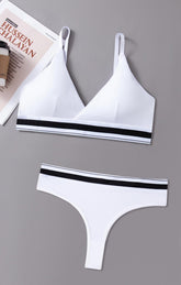 Florea - Seamless Sports Bra and Thong Set Free Size - White